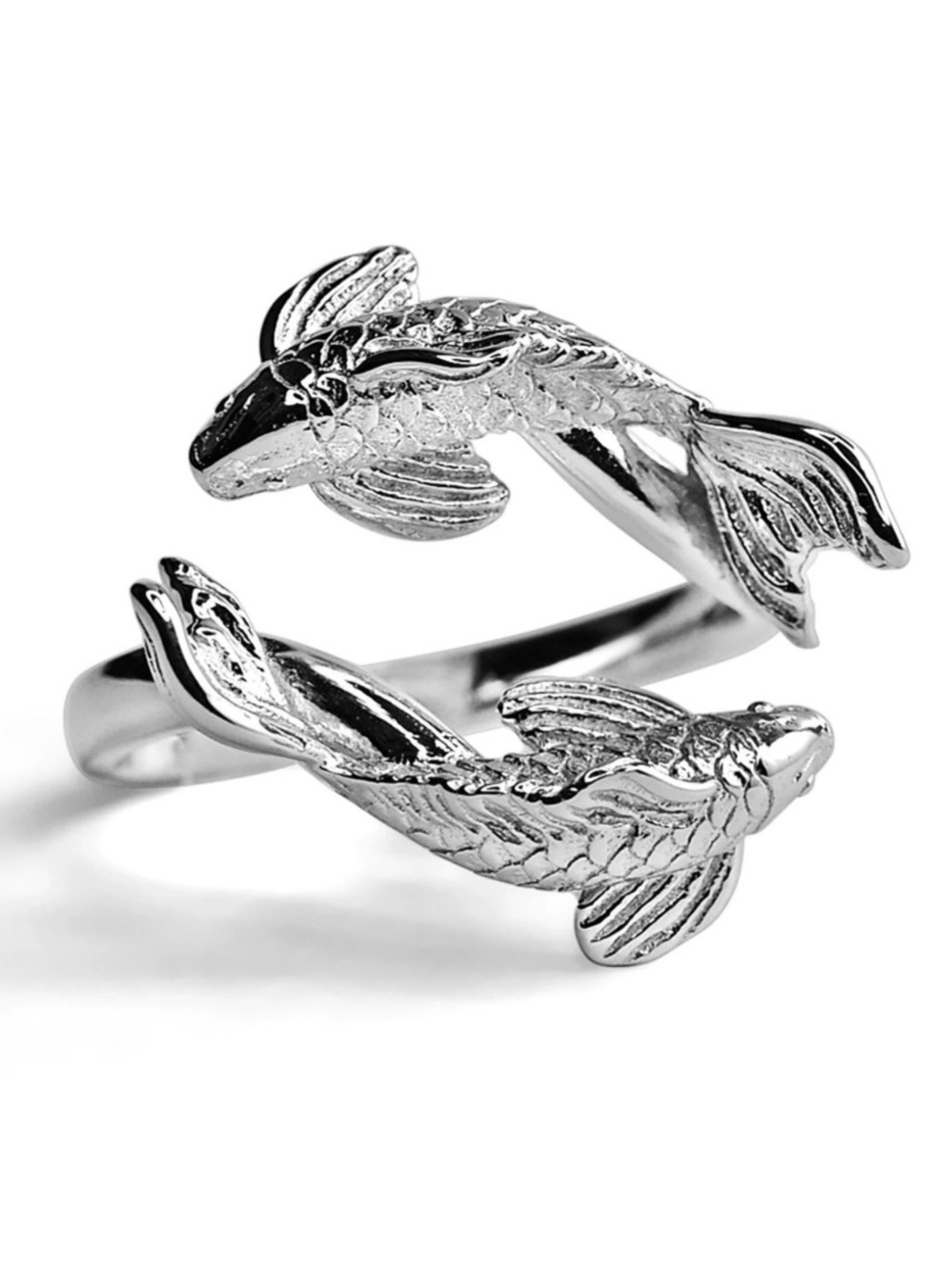 Silver Koi Fish Wrap Ring - Women's Statement Jewelry